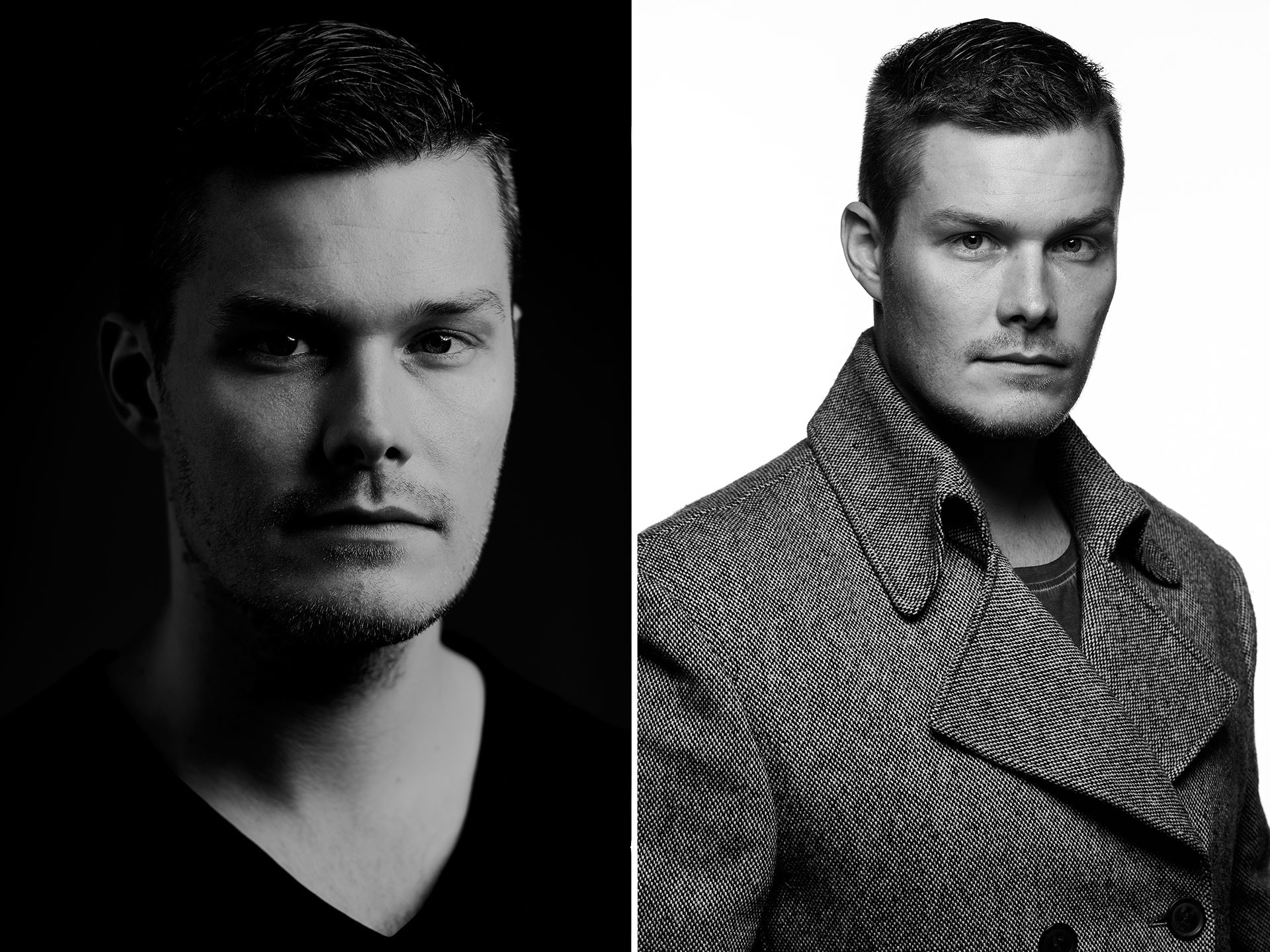 Schauspielerfotos im Studio, Männerportraits in Schwarzweiss, Fotograf Fürth