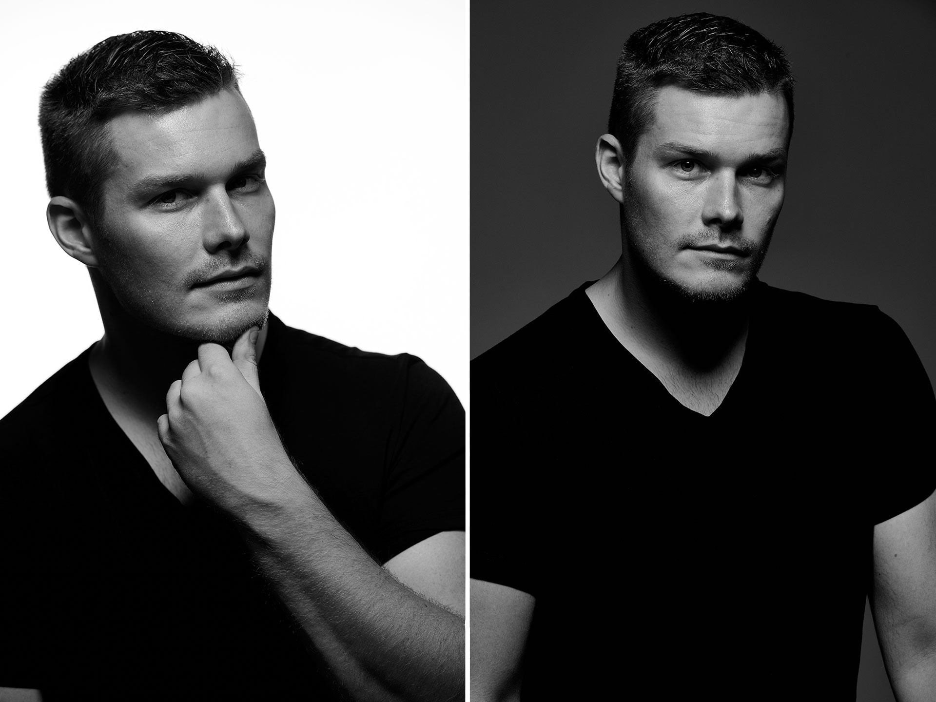 Schauspielerfotos im Studio, Männerportraits in Schwarzweiss, Fotograf Fürth