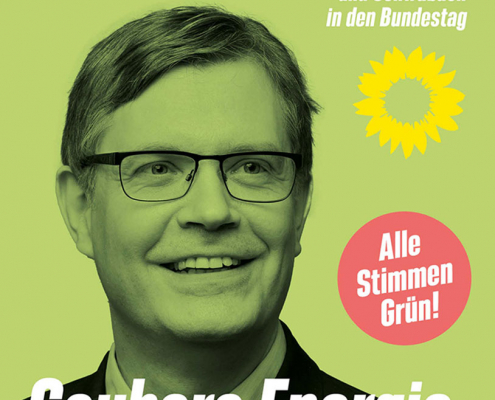 Plakat des Grünen Politikers Sascha Müller